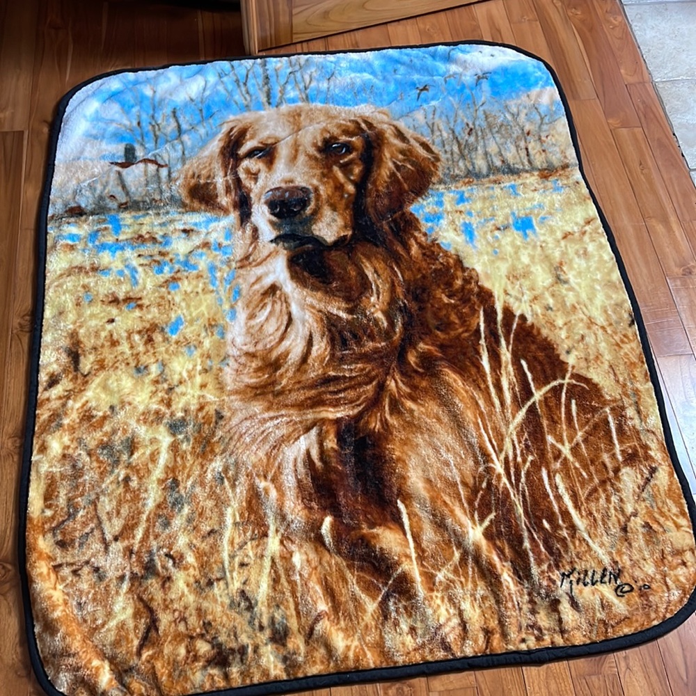 Northwest Golden Retriever Blanket - Brown and Blue